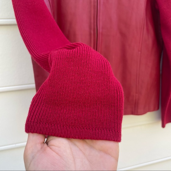 NWT Pendleton red wool and leather zip up jacket size M - Picture 4 of 15